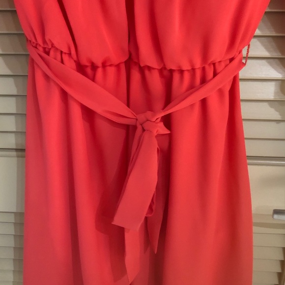🆕 NÉW Coral Dress Sheer 3/4 Sleeves and Lace Hem - Picture 3 of 8
